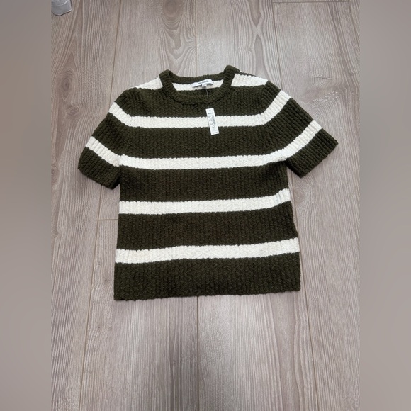 Madewell Amanda Cotton Boucle Sweater Tee in Expedition Green/Cream Stripe - Picture 4 of 7